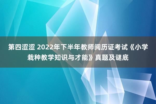 第四涩涩 2022年下半年教师阅历证考试《小学栽种教学知识与才能》真题及谜底