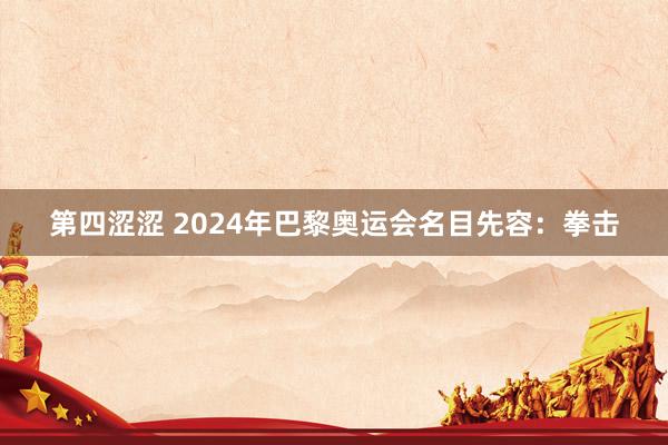 第四涩涩 2024年巴黎奥运会名目先容：拳击