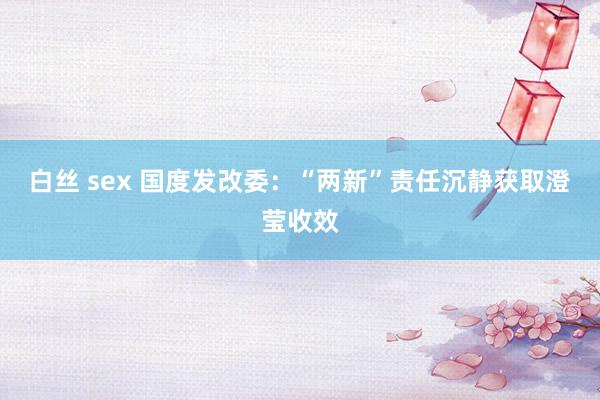 白丝 sex 国度发改委：“两新”责任沉静获取澄莹收效