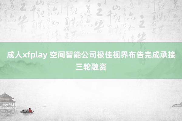 成人xfplay 空间智能公司极佳视界布告完成承接三轮融资