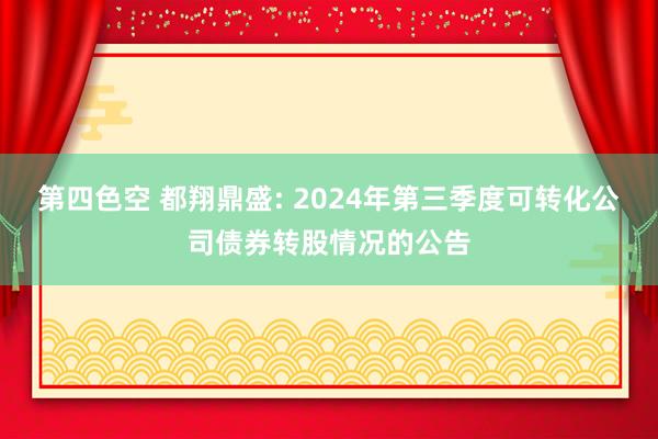 第四色空 都翔鼎盛: 2024年第三季度可转化公司债券转股情况的公告