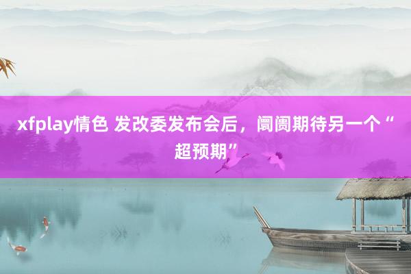 xfplay情色 发改委发布会后，阛阓期待另一个“超预期”