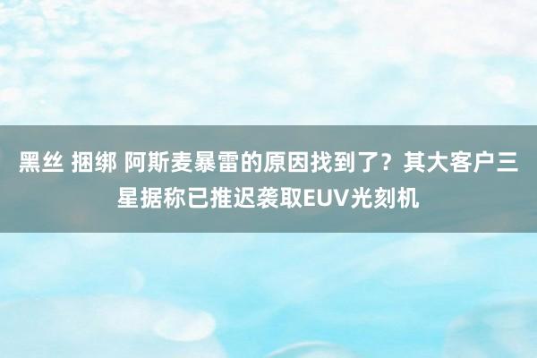 黑丝 捆绑 阿斯麦暴雷的原因找到了？其大客户三星据称已推迟袭取EUV光刻机