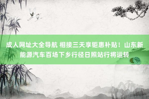 成人网址大全导航 相接三天享钜惠补贴！山东新能源汽车百场下乡行径日照站行将运转