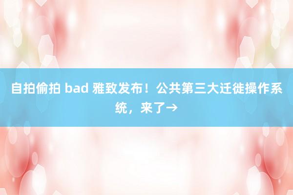 自拍偷拍 bad 雅致发布！公共第三大迁徙操作系统，来了→