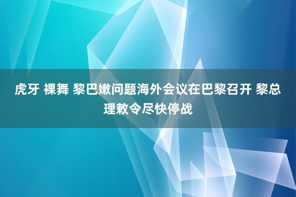 虎牙 裸舞 黎巴嫩问题海外会议在巴黎召开 黎总理敕令尽快停战