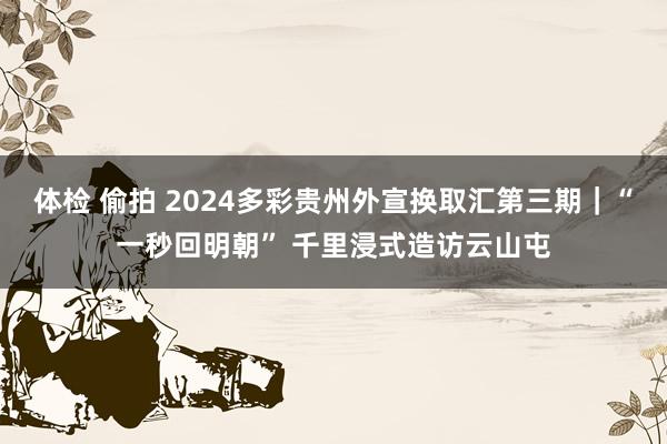 体检 偷拍 2024多彩贵州外宣换取汇第三期｜“一秒回明朝” 千里浸式造访云山屯