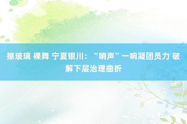 擦玻璃 裸舞 宁夏银川：“哨声”一响凝团员力 破解下层治理曲折