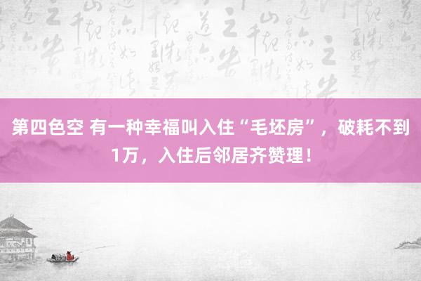 第四色空 有一种幸福叫入住“毛坯房”，破耗不到1万，入住后邻居齐赞理！