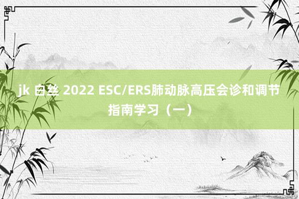 jk 白丝 2022 ESC/ERS肺动脉高压会诊和调节指南学习（一）