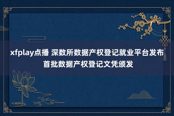 xfplay点播 深数所数据产权登记就业平台发布 首批数据产权登记文凭颁发