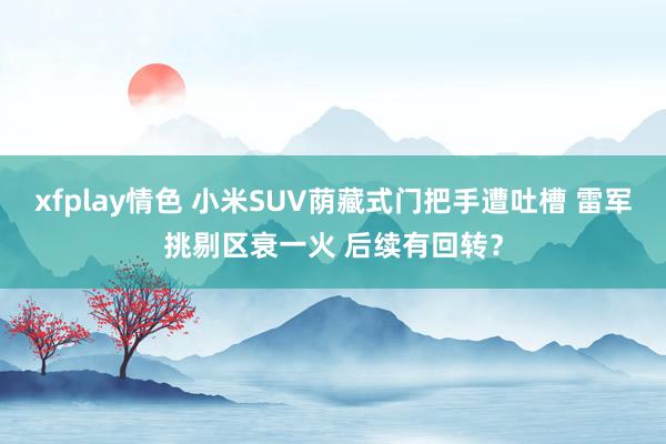 xfplay情色 小米SUV荫藏式门把手遭吐槽 雷军挑剔区衰一火 后续有回转？