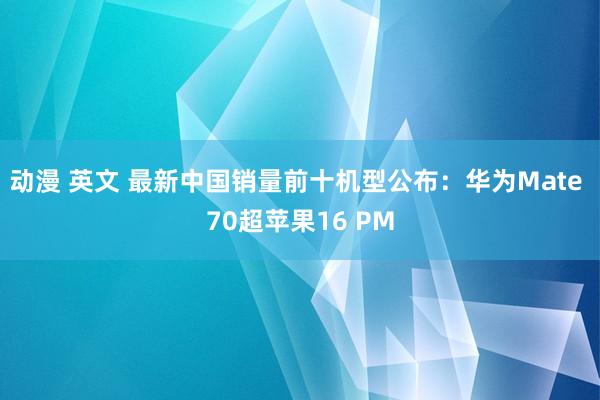 动漫 英文 最新中国销量前十机型公布：华为Mate 70超苹果16 PM