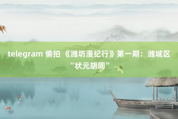 telegram 偷拍 《潍坊漫纪行》第一期：潍城区“状元胡同”