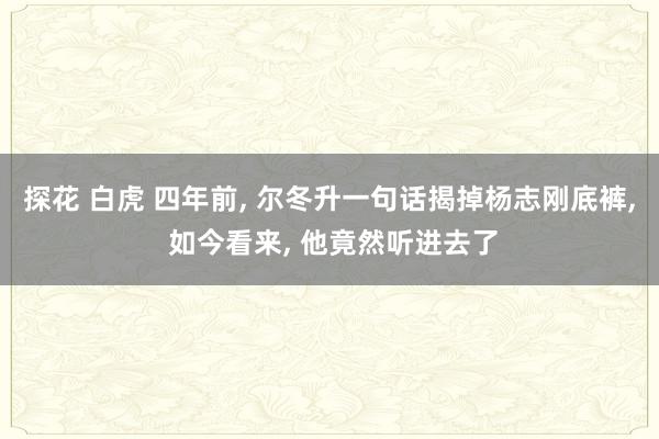 探花 白虎 四年前， 尔冬升一句话揭掉杨志刚底裤， 如今看来， 他竟然听进去了