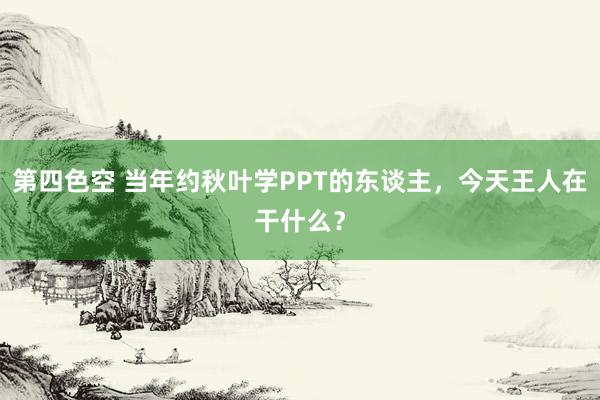 第四色空 当年约秋叶学PPT的东谈主，今天王人在干什么？