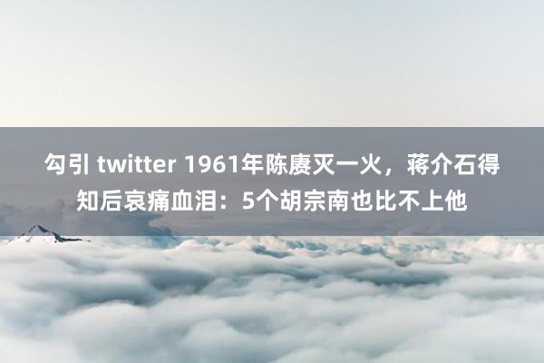 勾引 twitter 1961年陈赓灭一火，蒋介石得知后哀痛血泪：5个胡宗南也比不上他