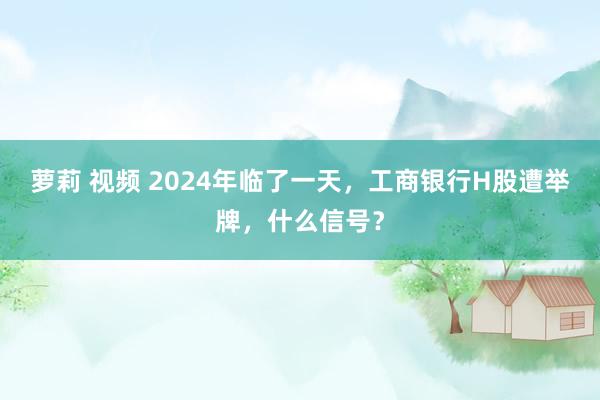 萝莉 视频 2024年临了一天，工商银行H股遭举牌，什么信号？