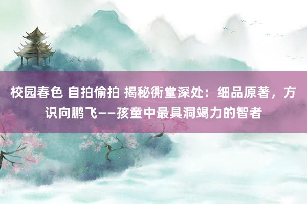 校园春色 自拍偷拍 揭秘衖堂深处：细品原著，方识向鹏飞——孩童中最具洞竭力的智者