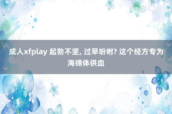 成人xfplay 起勃不坚， 过早吩咐? 这个经方专为海绵体供血