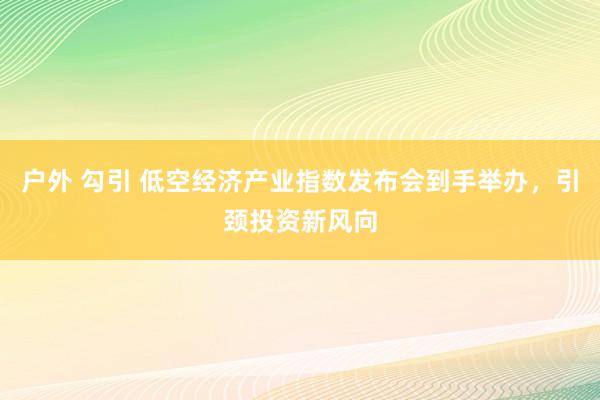 户外 勾引 低空经济产业指数发布会到手举办，引颈投资新风向