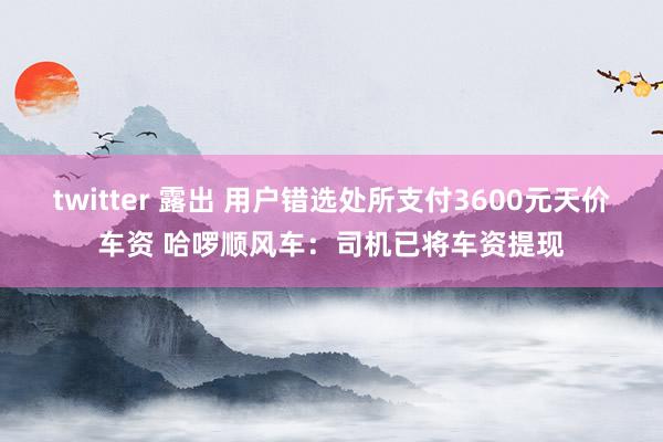 twitter 露出 用户错选处所支付3600元天价车资 哈啰顺风车：司机已将车资提现