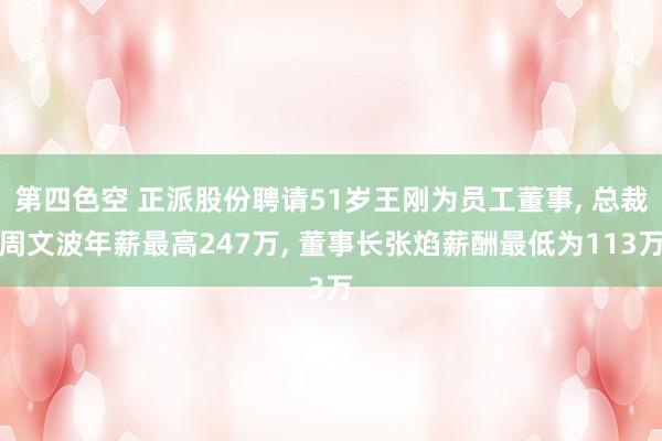 第四色空 正派股份聘请51岁王刚为员工董事， 总裁周文波年薪最高247万， 董事长张焰薪酬最低为113万