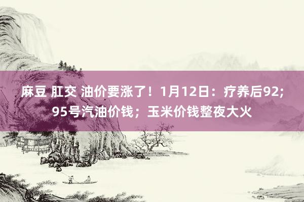 麻豆 肛交 油价要涨了！1月12日：疗养后92;95号汽油价钱；玉米价钱整夜大火