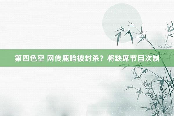 第四色空 网传鹿晗被封杀？将缺席节目次制